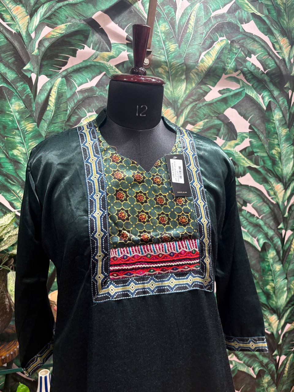 Emerald Woven Yoke Mashru Kurti by Lable Rosaya
