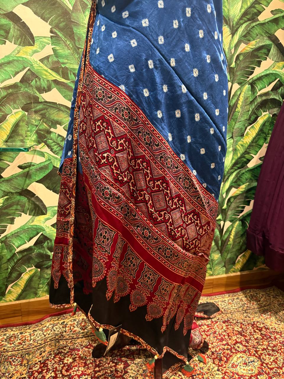 Indigo Bandhani & Ajrakh Modal Silk Dupatta