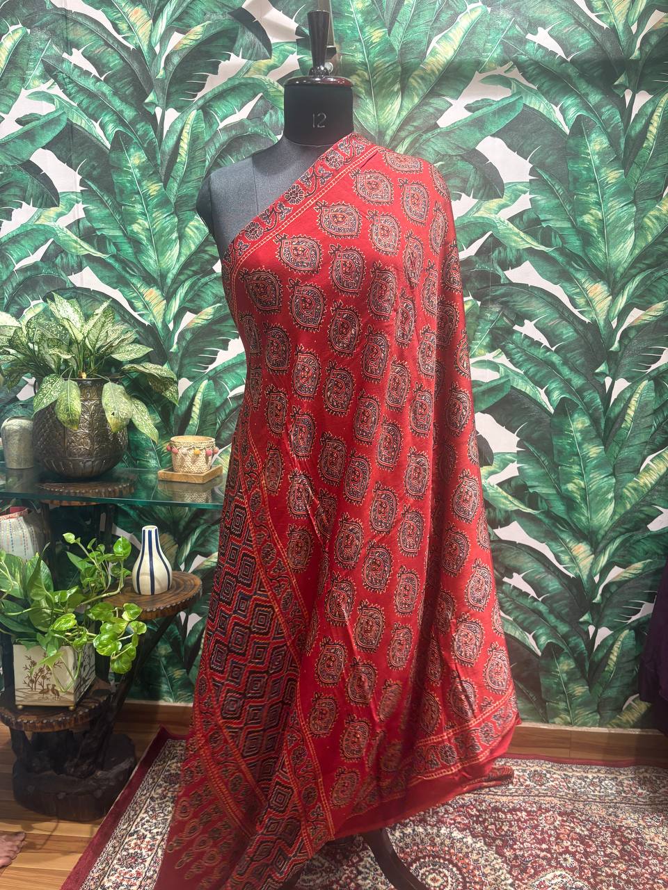 Crimson Mandala Block Print Dupatta