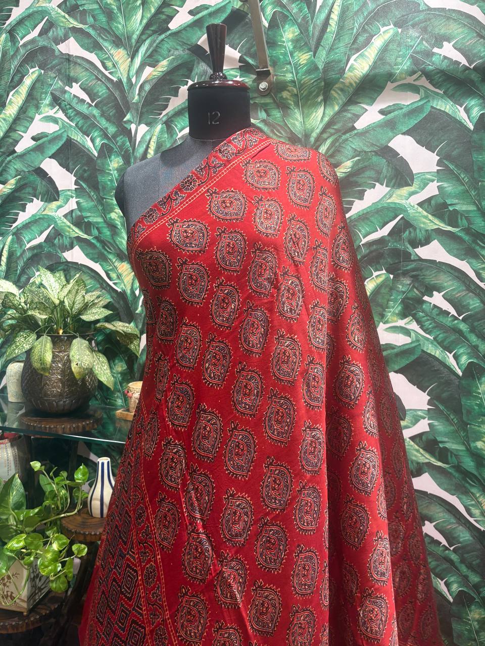 Crimson Mandala Block Print Dupatta