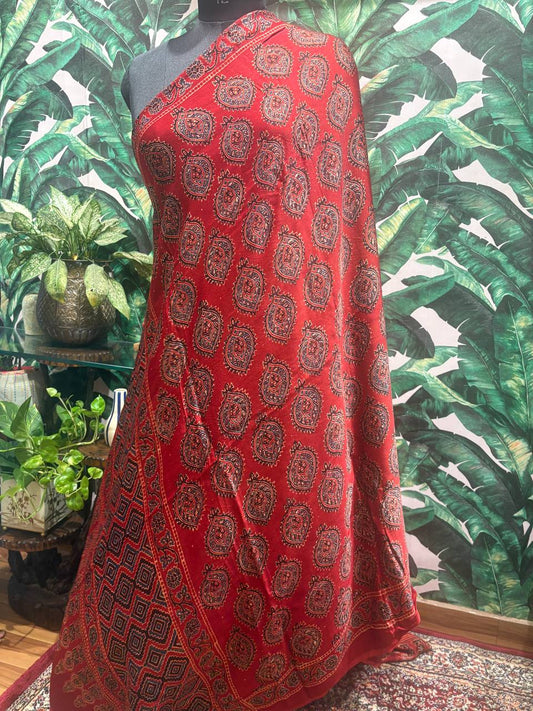 Crimson Mandala Block Print Dupatta