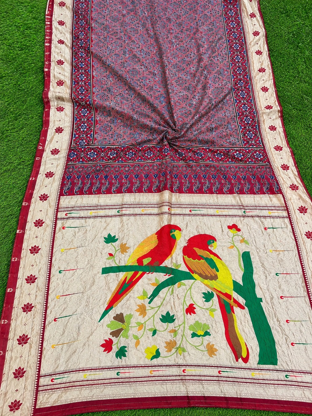 ❤️ Paithani with Ajrakh Dola Silk Saree ✨
