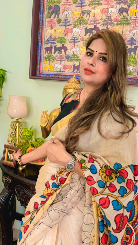 kalamari saree pure tassar