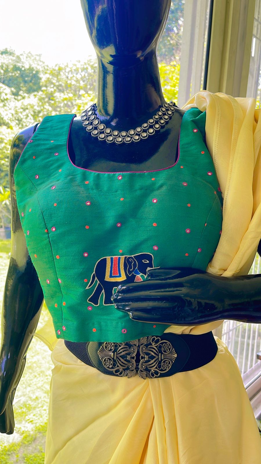 MADHUBANI GREEN BLOUSE
