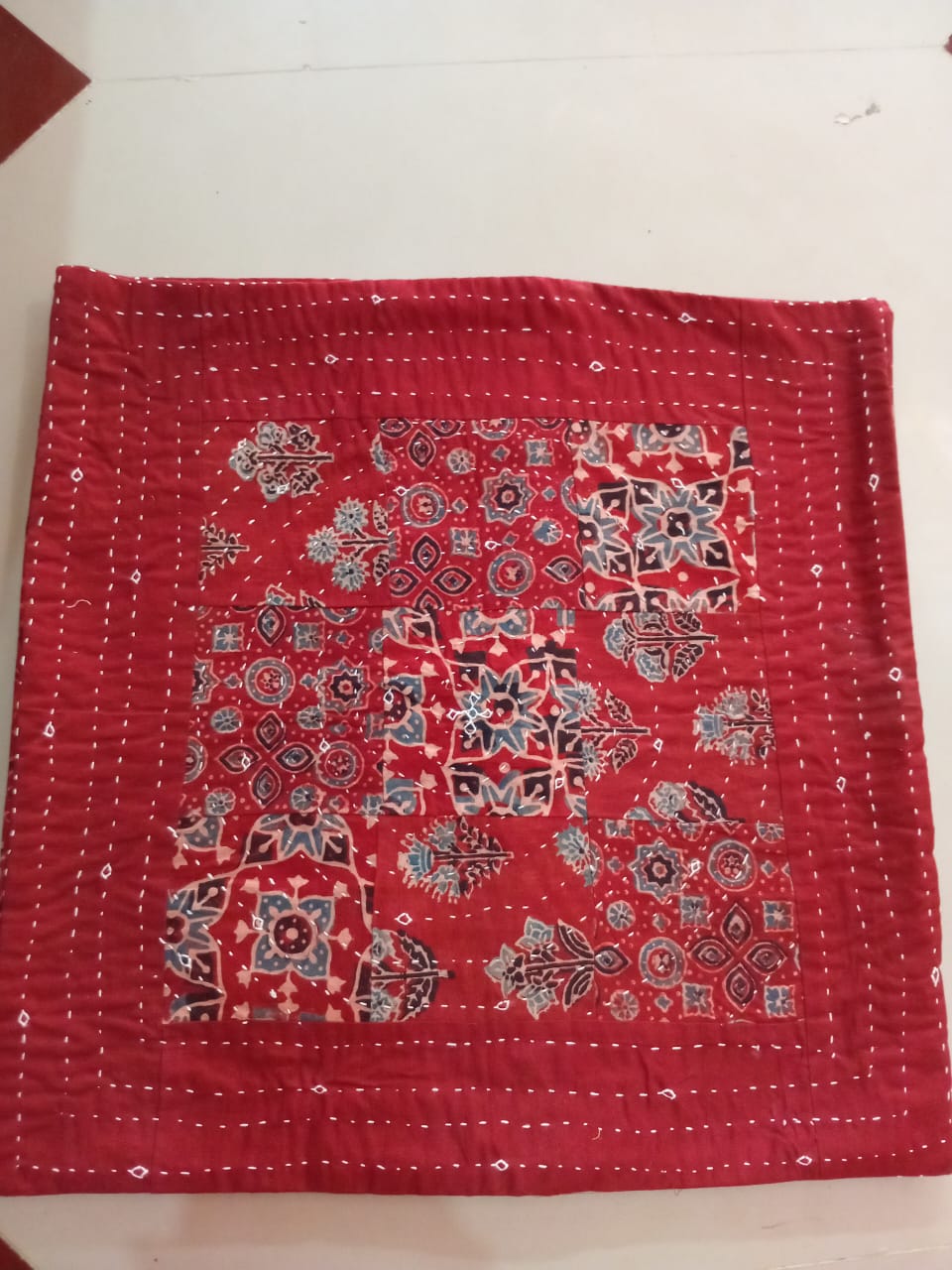 PURE MODAL SILK AJARAK HAND CRAFTED CUSHION COVER