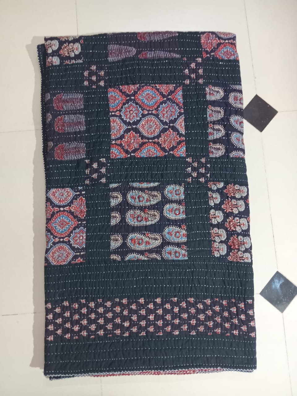 AJARAK DOUBLE BED COVER FULLY HAND CRAFTED