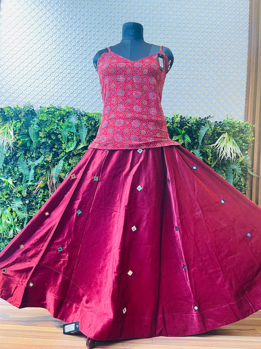 Gulnaar Ajrakh Mirror Work Ensemble