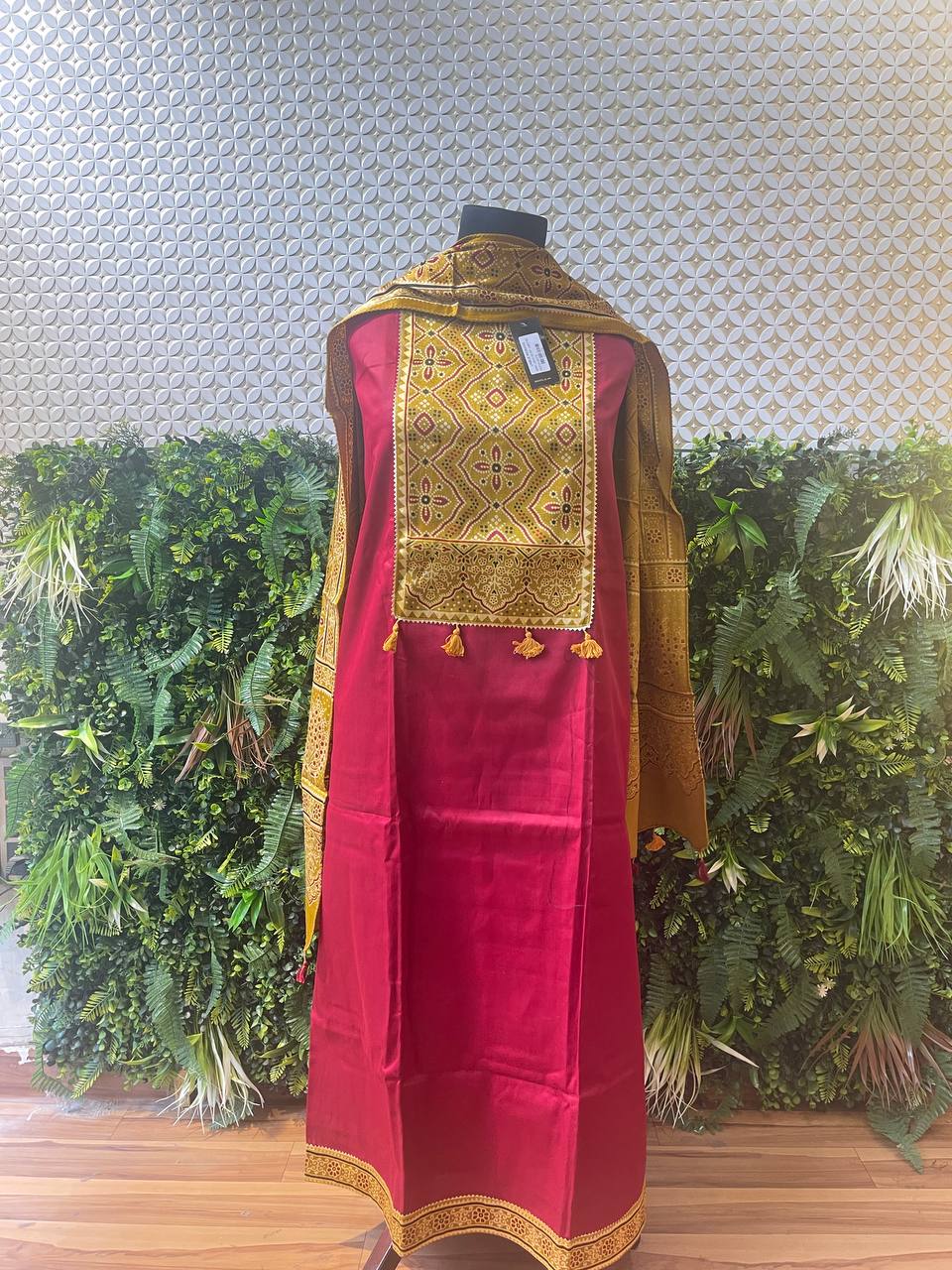 Rosaya Kutch Bandhani Suit Set with Gota Patti Dupatta