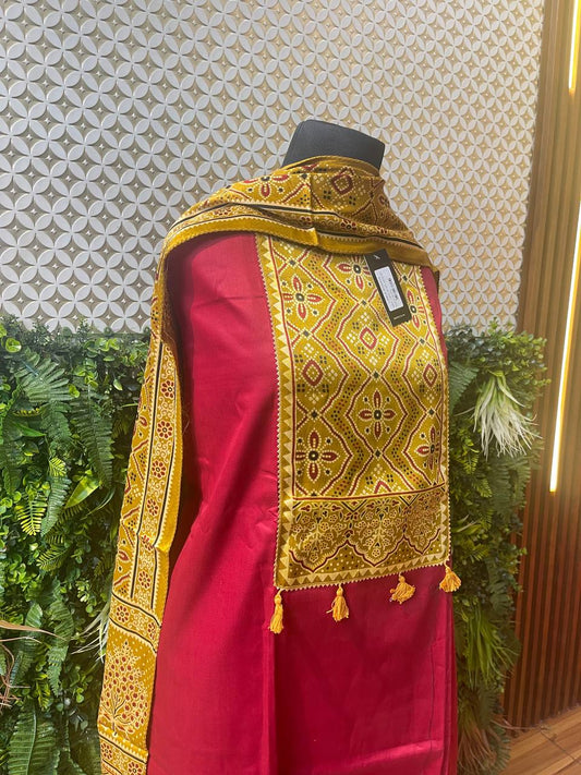 Rosaya Kutch Bandhani Suit Set with Gota Patti Dupatta