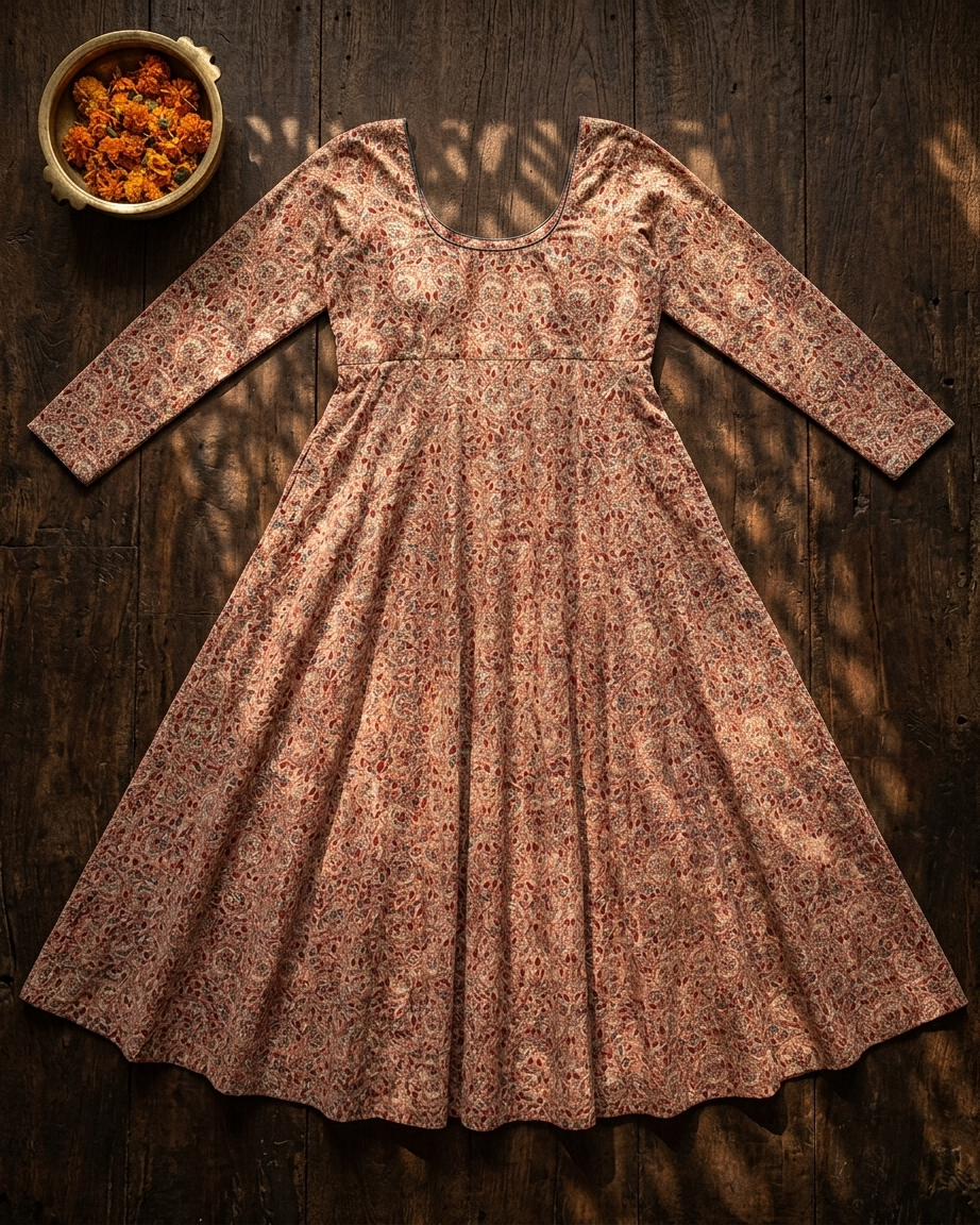 Rosaya Printed Cotton Anarkali Gown
