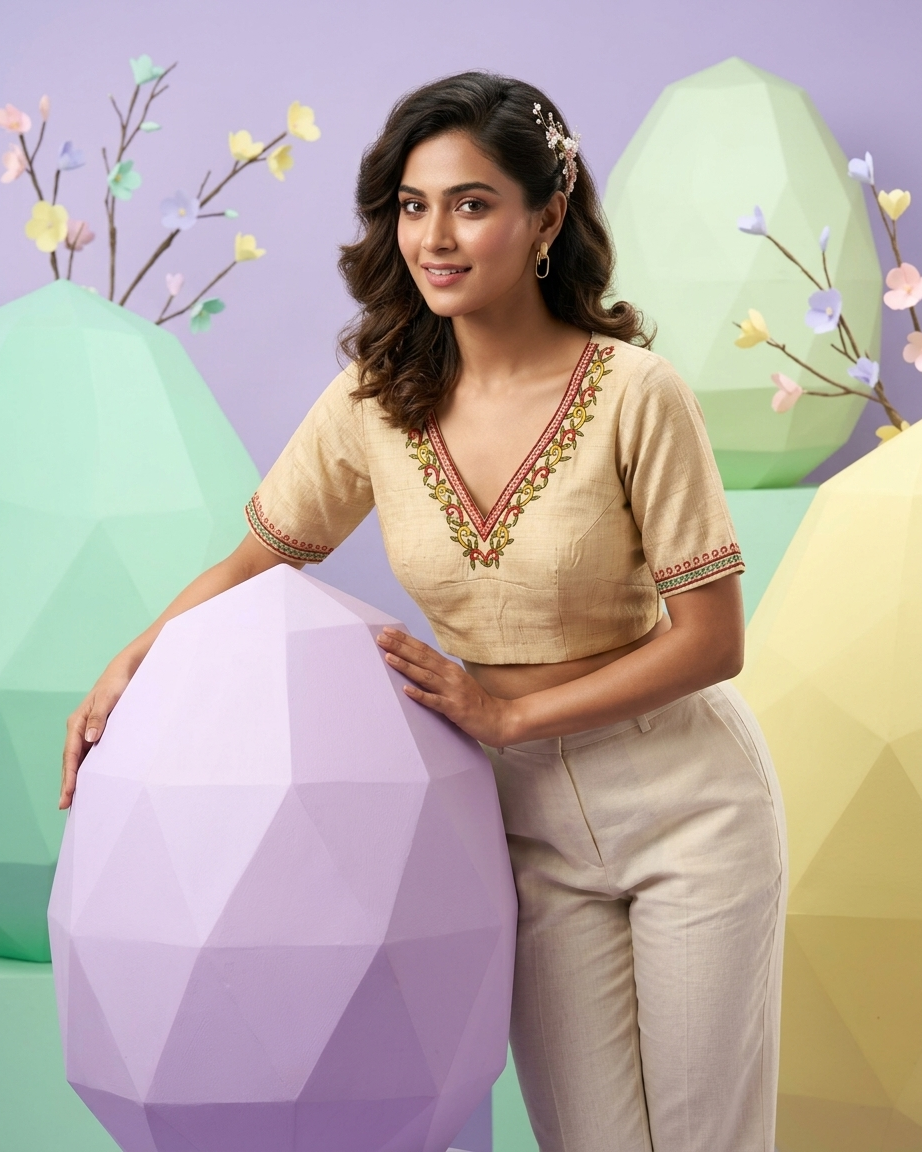 Noor Handloom V-Neck Blouse