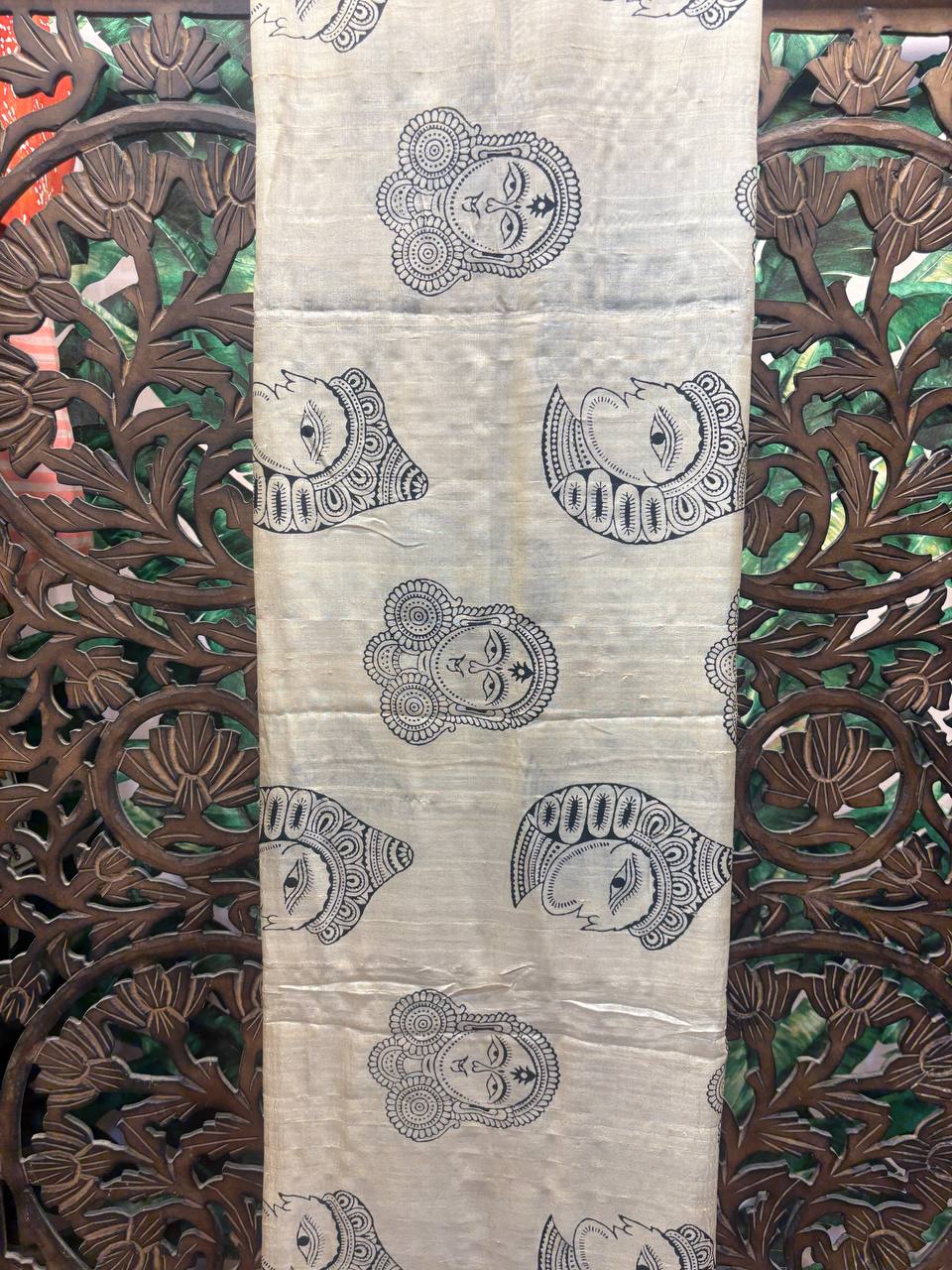 Rosaya 'Devi' Durga Motif Kalamkari Tussar Silk Saree