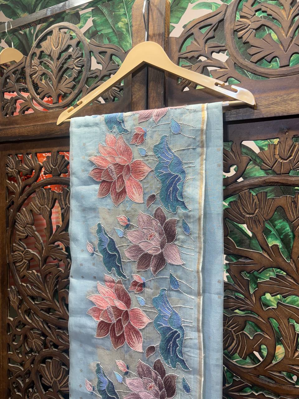 Rosaya 'Kamalini' Embroidered Lotus Organza Saree