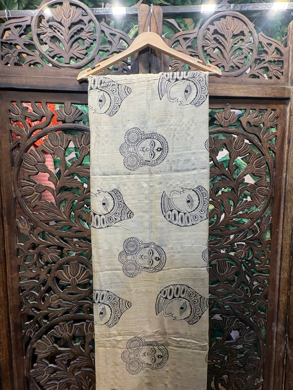 Rosaya 'Devi' Durga Motif Kalamkari Tussar Silk Saree