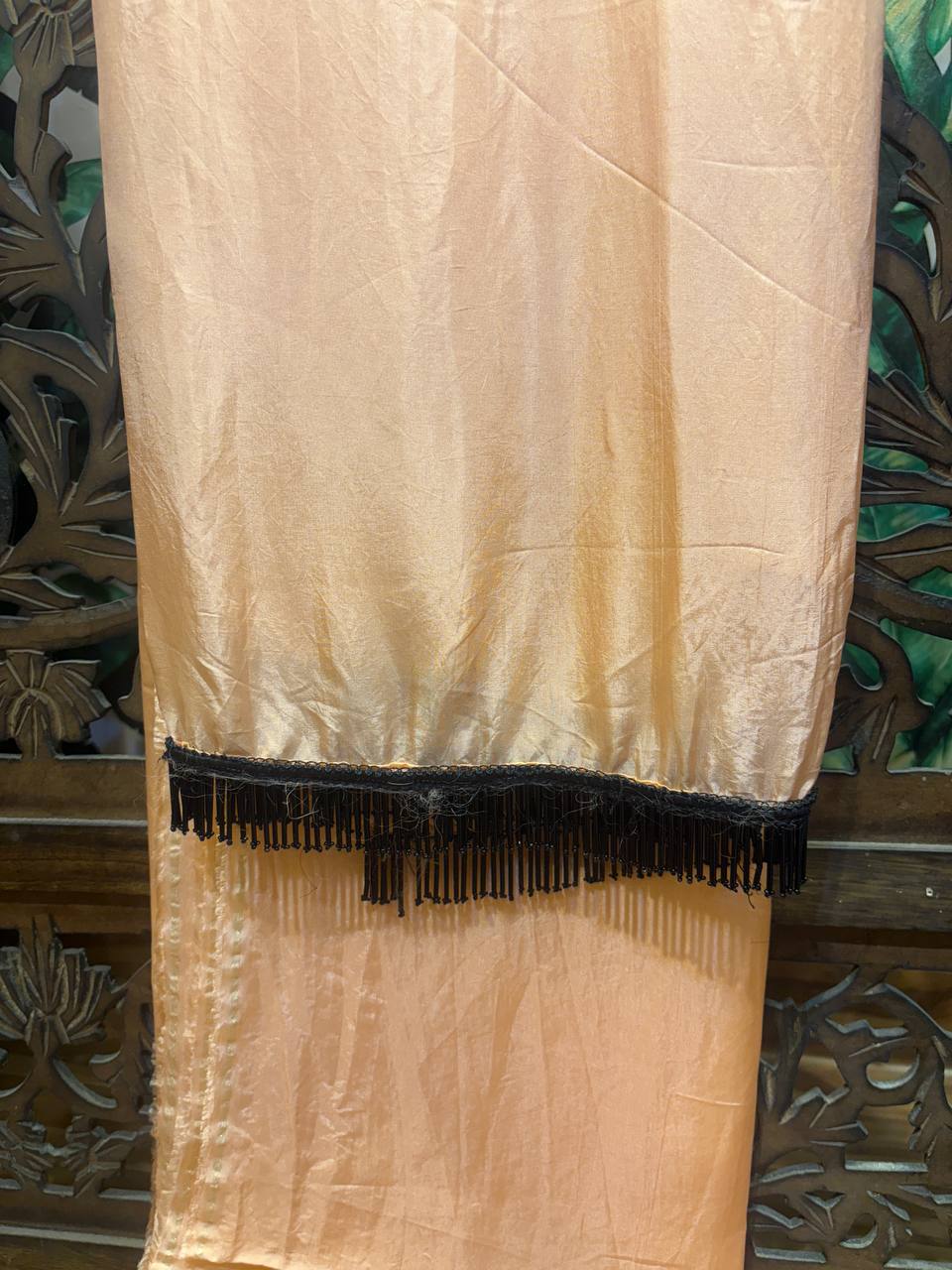 Serena - Minimalist Peach Crushed Satin Saree