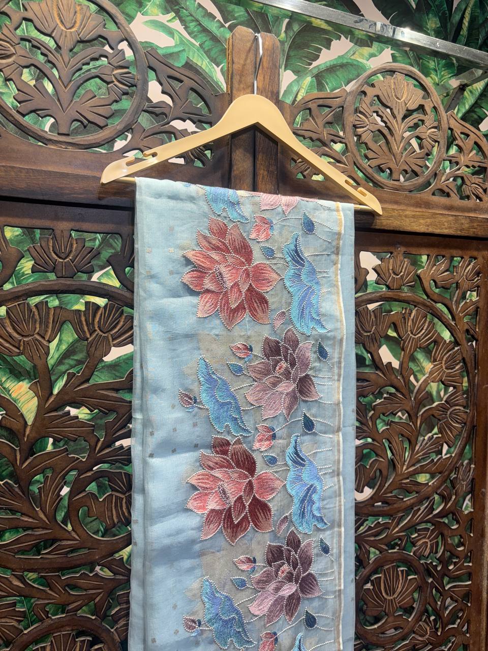 Rosaya 'Kamalini' Embroidered Lotus Organza Saree