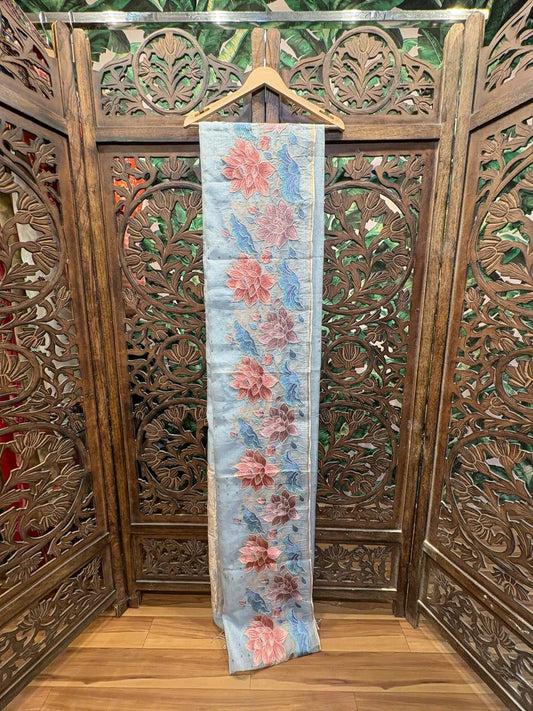 Rosaya 'Kamalini' Embroidered Lotus Organza Saree