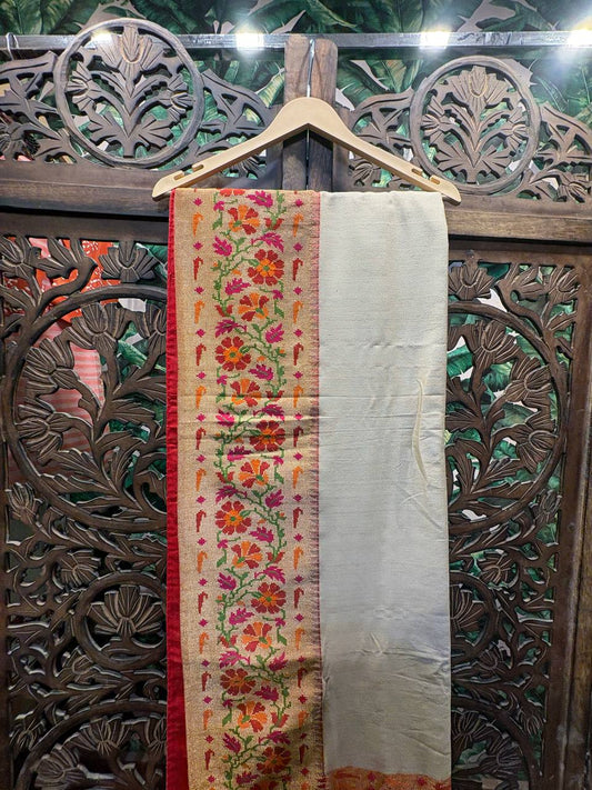 Rosaya 'Manjari' Off-White Paithani Silk Saree