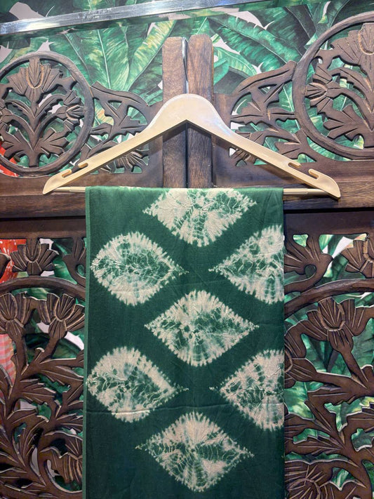 Vanya - Forest Green Tie-Dye & Block Print Saree