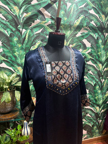 Midnight Mirror Kurti – Indigo Kutchi Charm