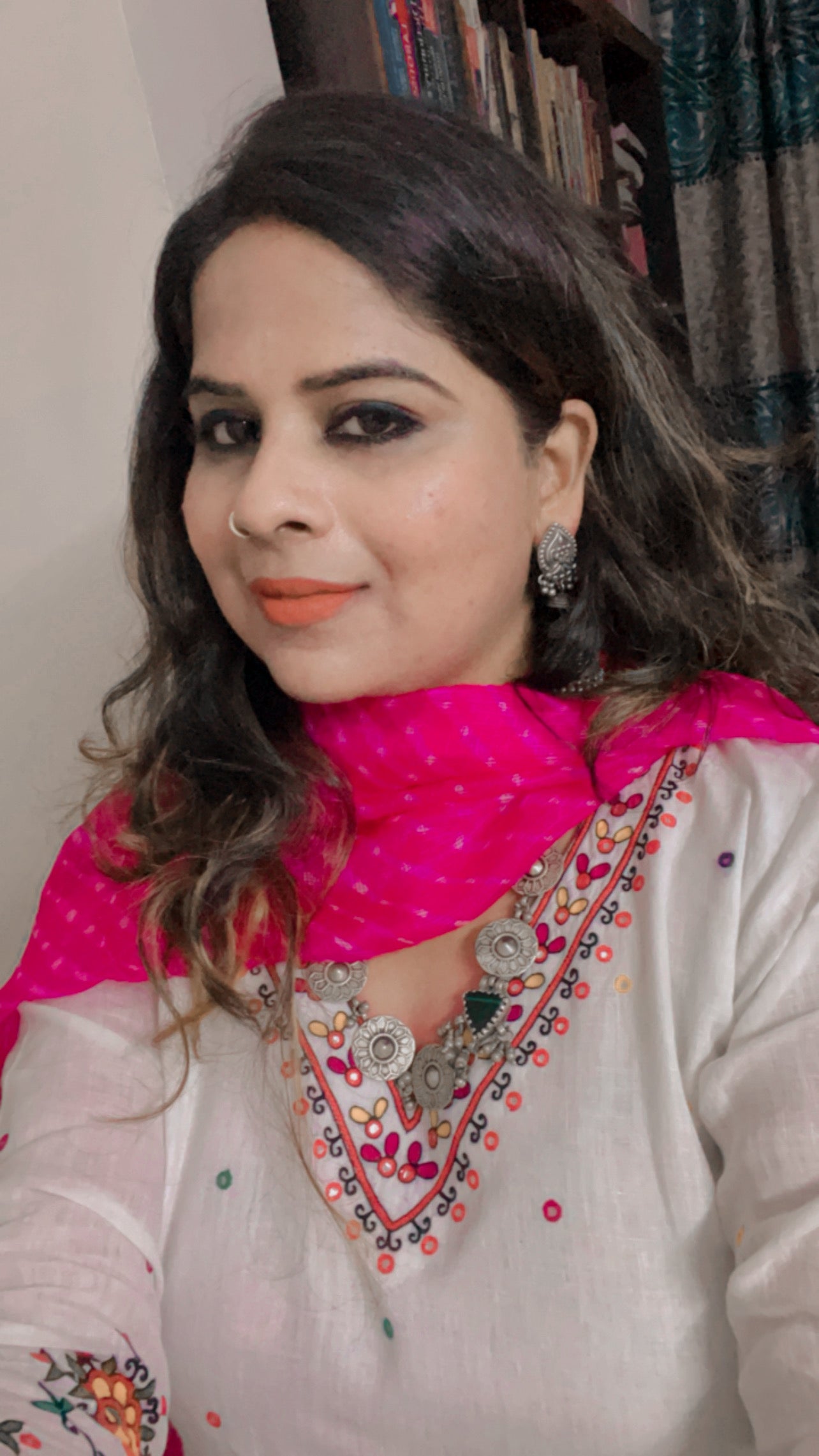 pure linen kurti with hand made Madhubani