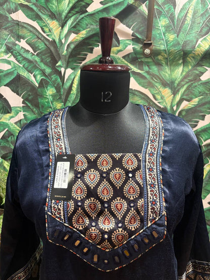 Midnight Mirror Kurti – Indigo Kutchi Charm