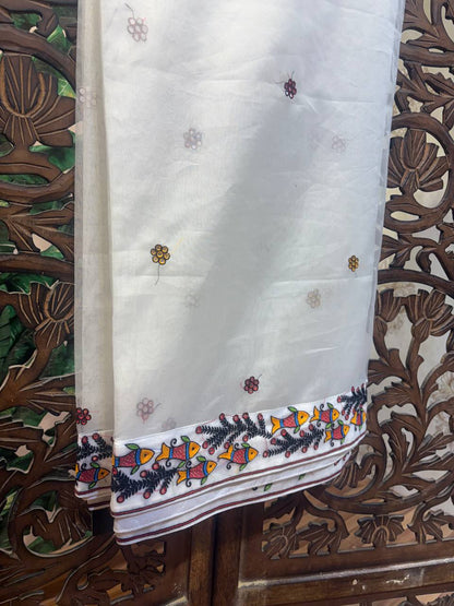 Rosaya 'Kamalini' Embroidered Lotus Organza Saree