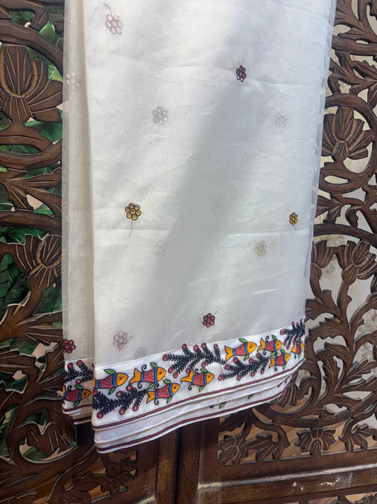 Rosaya 'Kamalini' Embroidered Lotus Organza Saree