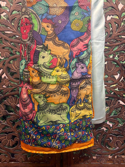 Rosaya 'Vrindavan Leela' Shrinathji Pichwai Art Saree