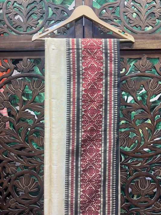 Rosaya 'Parijat' Woven Border Tussar Silk Saree