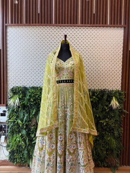 Dusty Rose Pearl & Sequin Lehenga Set by Lable Rosaya