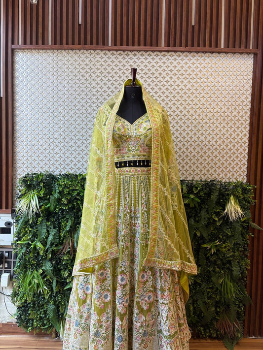 Dusty Rose Pearl & Sequin Lehenga Set by Lable Rosaya