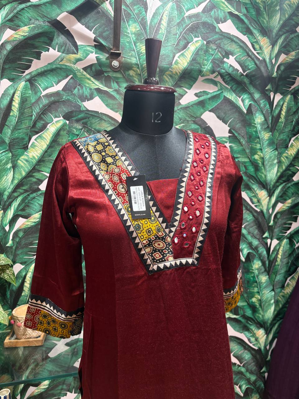 Emerald Woven Yoke Mashru Kurti by Lable Rosaya