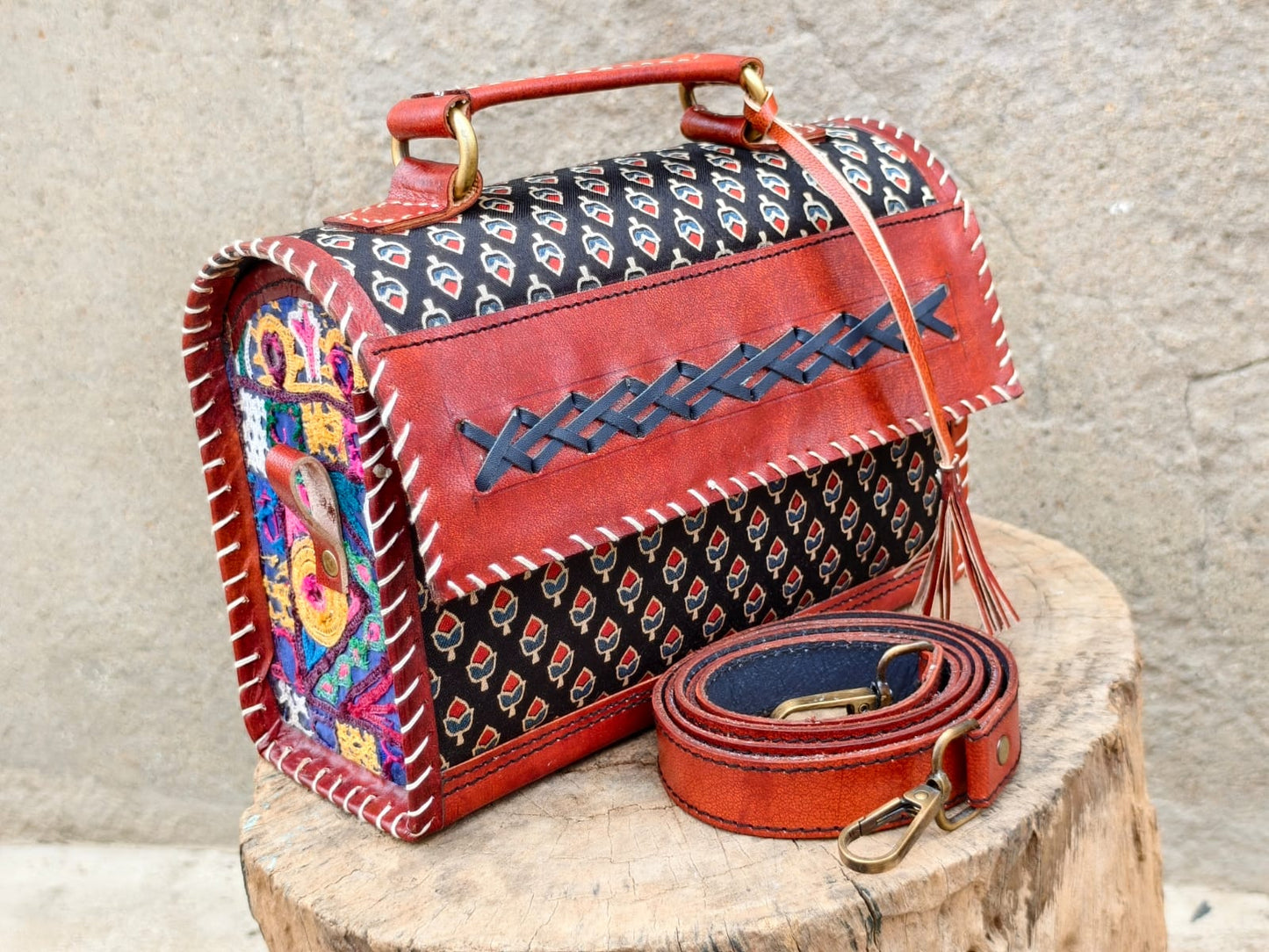 Rosaya Kutch Handcrafted Leather Sling Bag