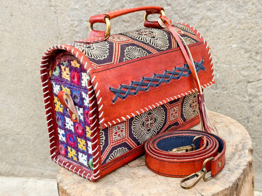 Rosaya Kutch Handcrafted Leather Sling Bag