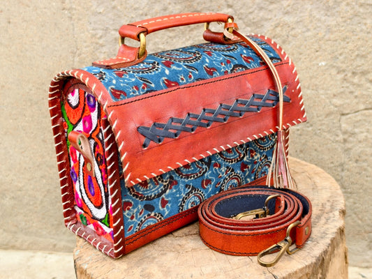 Rosaya Kutch Handcrafted Leather Sling Bag