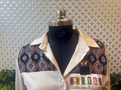 Ivory Kutch Patchwork Designer Shirt – Multicolor Detail