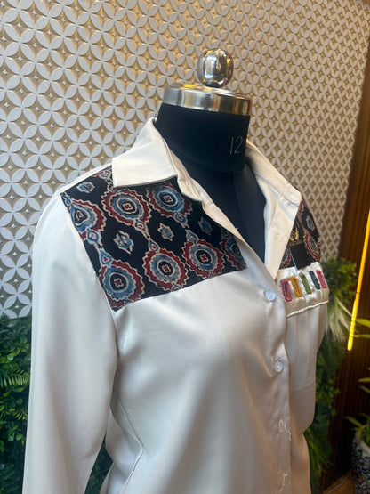 Ivory Kutch Patchwork Designer Shirt – Multicolor Detail
