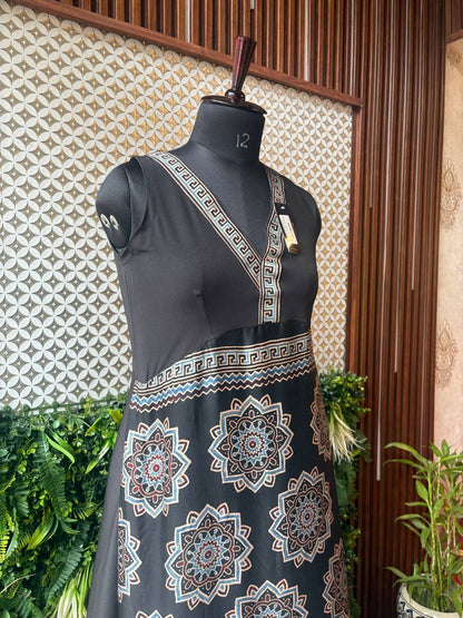 Rosaya Ajrakh-Inspired Mandala Print One-Piece Dress