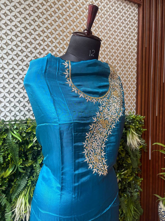 💙 Neelaya – Zardozi Crepe Silk Kurti