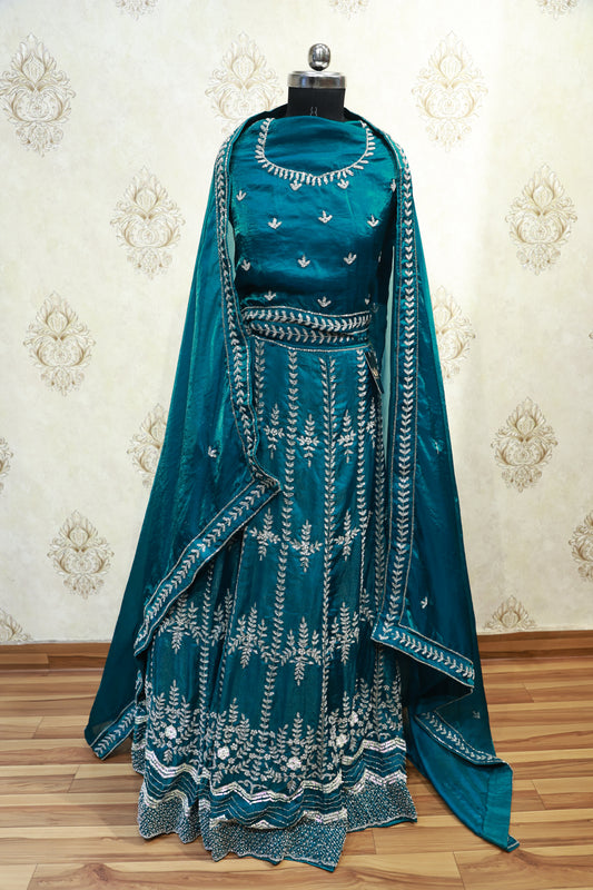 Velvet Embroidered Lehenga Set