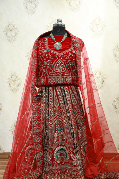 Garnet Red Bridal Lehenga Set