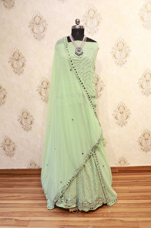 Pastel Green Sequin Lehenga Set