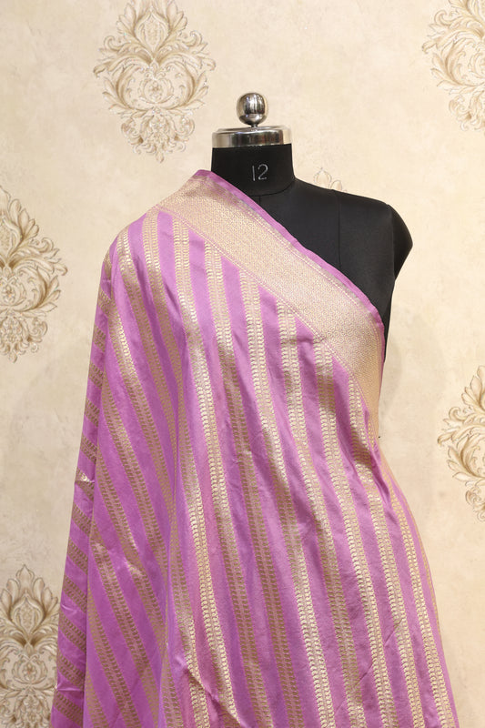 💜 Niyati Mauve Striped Banarasi Silk Dupatta