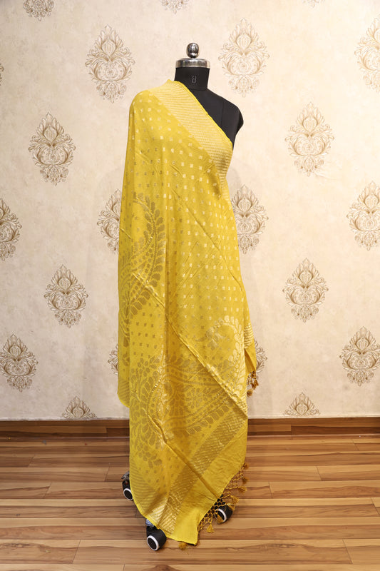 Sunlit Mustard Banarasi Silk Full Jaal Dupatta