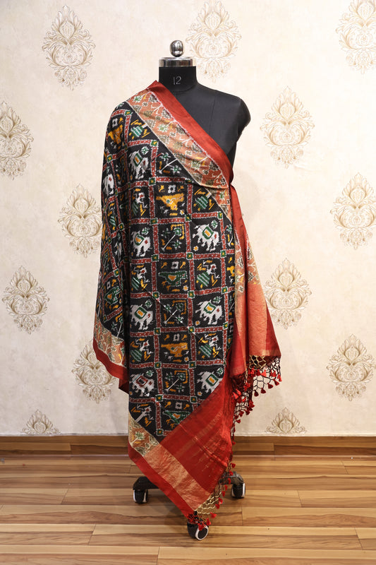 Multicolor Handwoven Ikkat Patola Dupatta