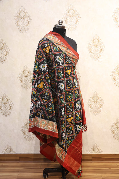 Multicolor Handwoven Ikkat Patola Dupatta