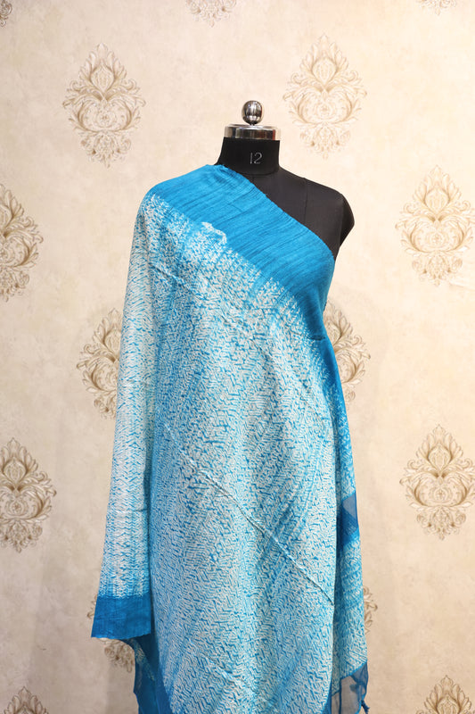 Kalamkari Shibori-Inspired Blue Dupatta