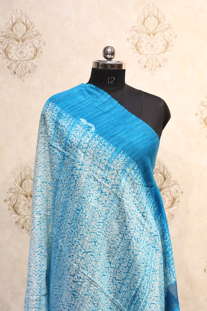 Kalamkari Shibori-Inspired Blue Dupatta