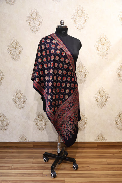 Ajrakh-Inspired Navy Blue Modal Stole